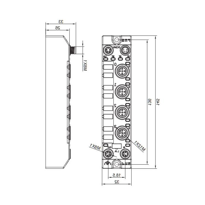 EtherCAT protocol, M12 interface, 8DI, PNP, Compact, Remote module, 006CA1